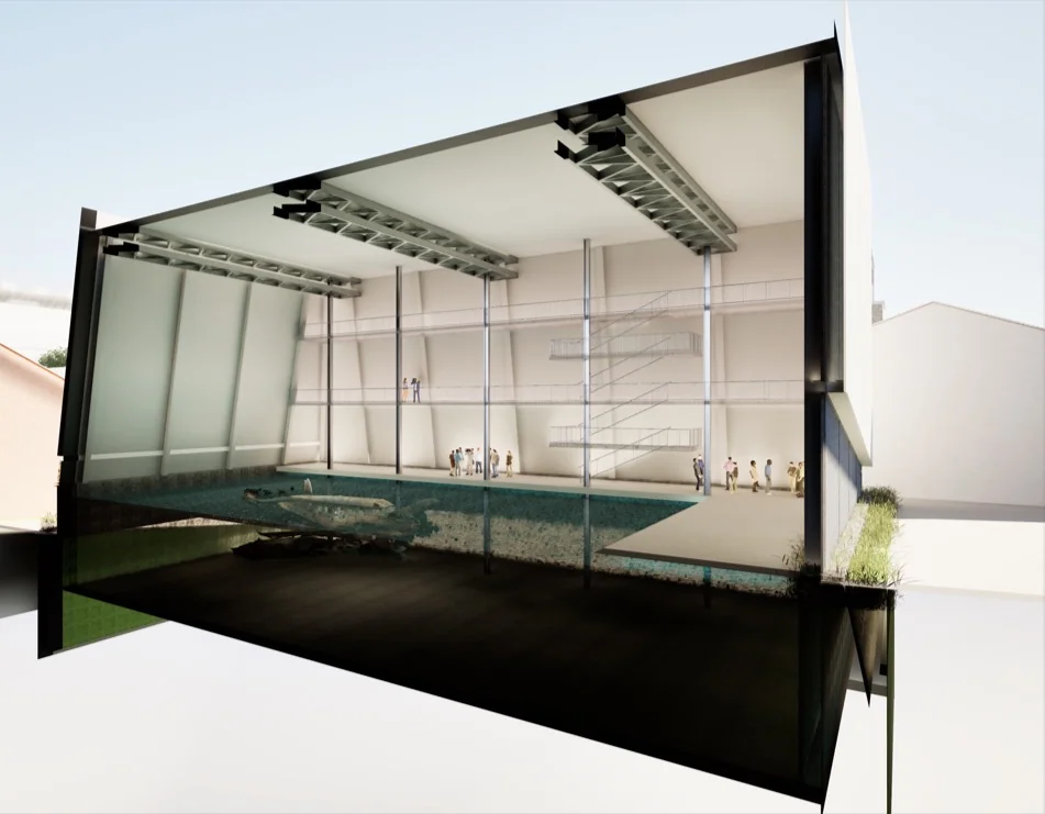 Vue en coupe du futur studio aquatique des Studios de la Méditerranée
